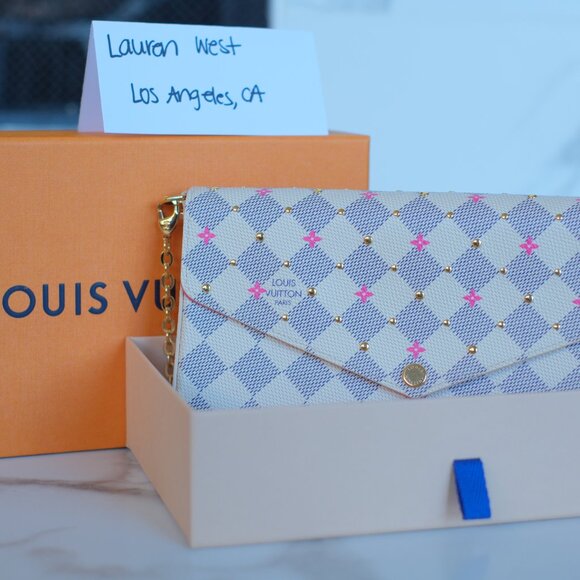 LOUIS VUITTON - Felicie Pochette Studded Damier Azur SPECIAL LIMITED EDITION - Picture 2 of 16